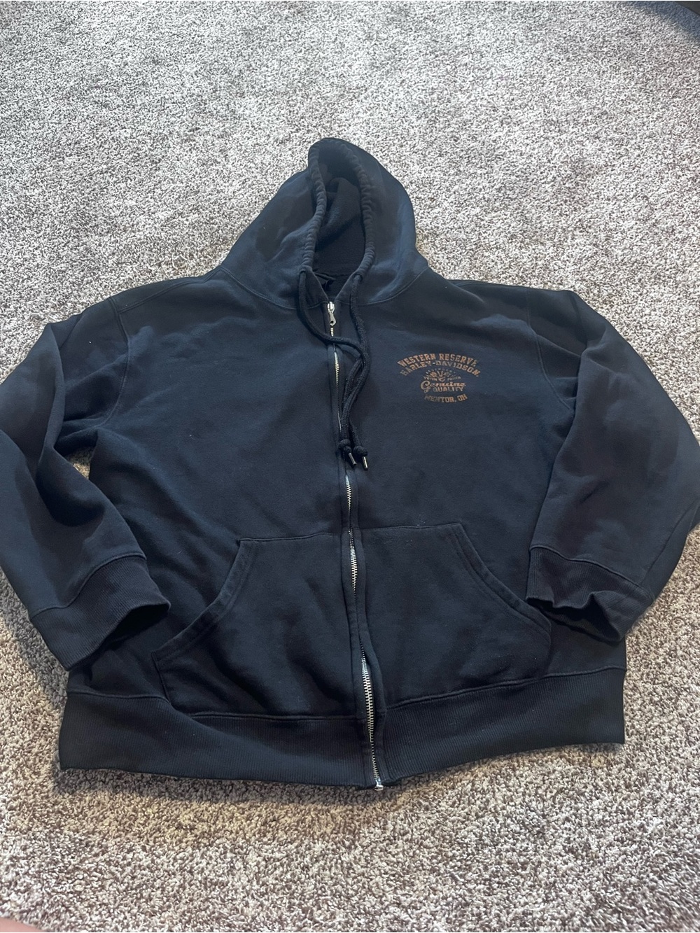 Harley-Davidson Western Reserve Mentor OH Full Zip Hoodie Black Large - Picture 2 of 10